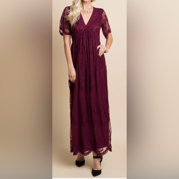 Pinkblush Dresses & Skirts - Pink Blush Women’s Dress Medium Maternity Postpartum NWT Lace Maxi